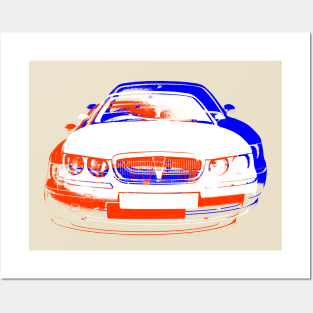 Rover 75 British classic car monoblock red white blue Posters and Art